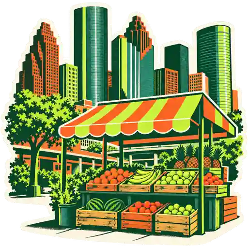 Illustration of a Houston street market