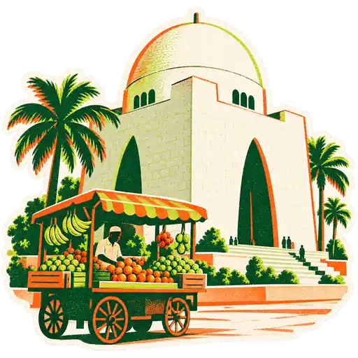 Illustration of a Karachi street market