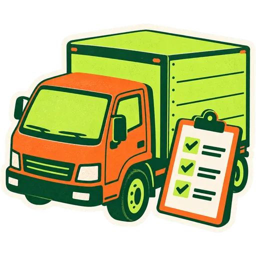 Delivery truck with a clipboard checklist